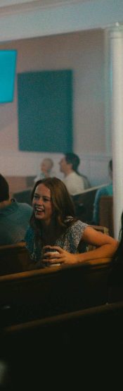 People talking at an Engedi Grand Rapids church gathering.